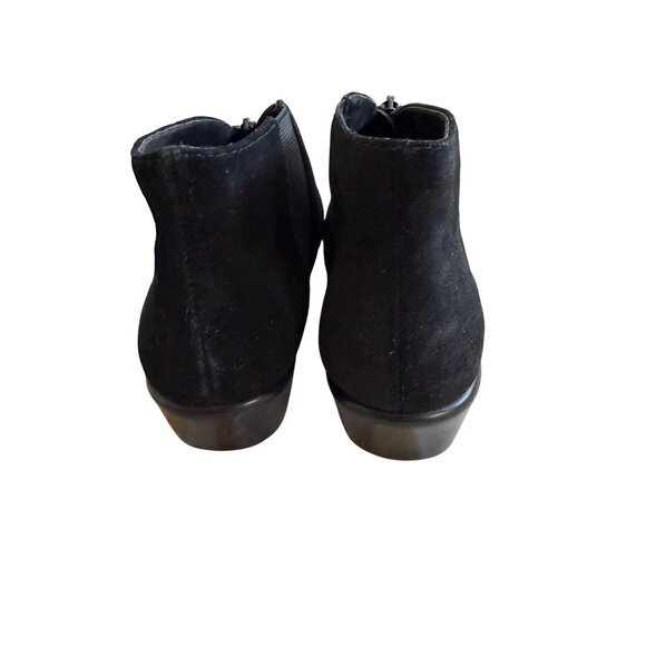 AEROSOLES Black Suede Zip Wedge Booties Ankle Boots Size 6.5 - Picture 5 of 8